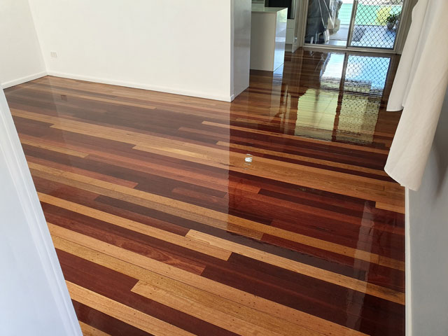 polished timber floor at Walloon